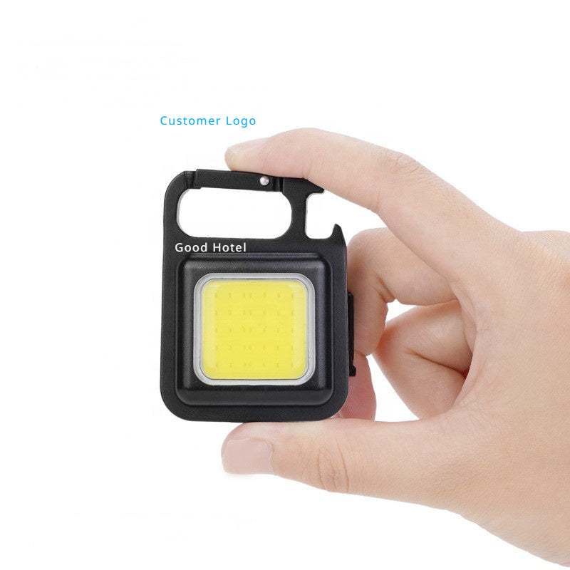 Mini Portable magnetic rechargeable cob led work light  keychain LED flashlight keychain flashlight  torch With Bottle Opener