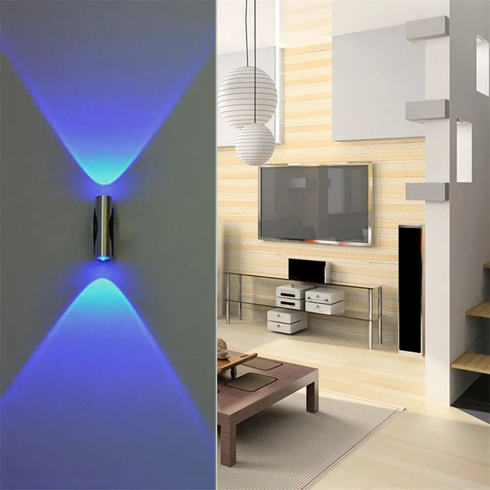 Double-headed LED Wall Lamp Home Sconce Bar Bedroom Porch KTV Wall Decor Ceiling Light Blue Home Decoracion Wall Light