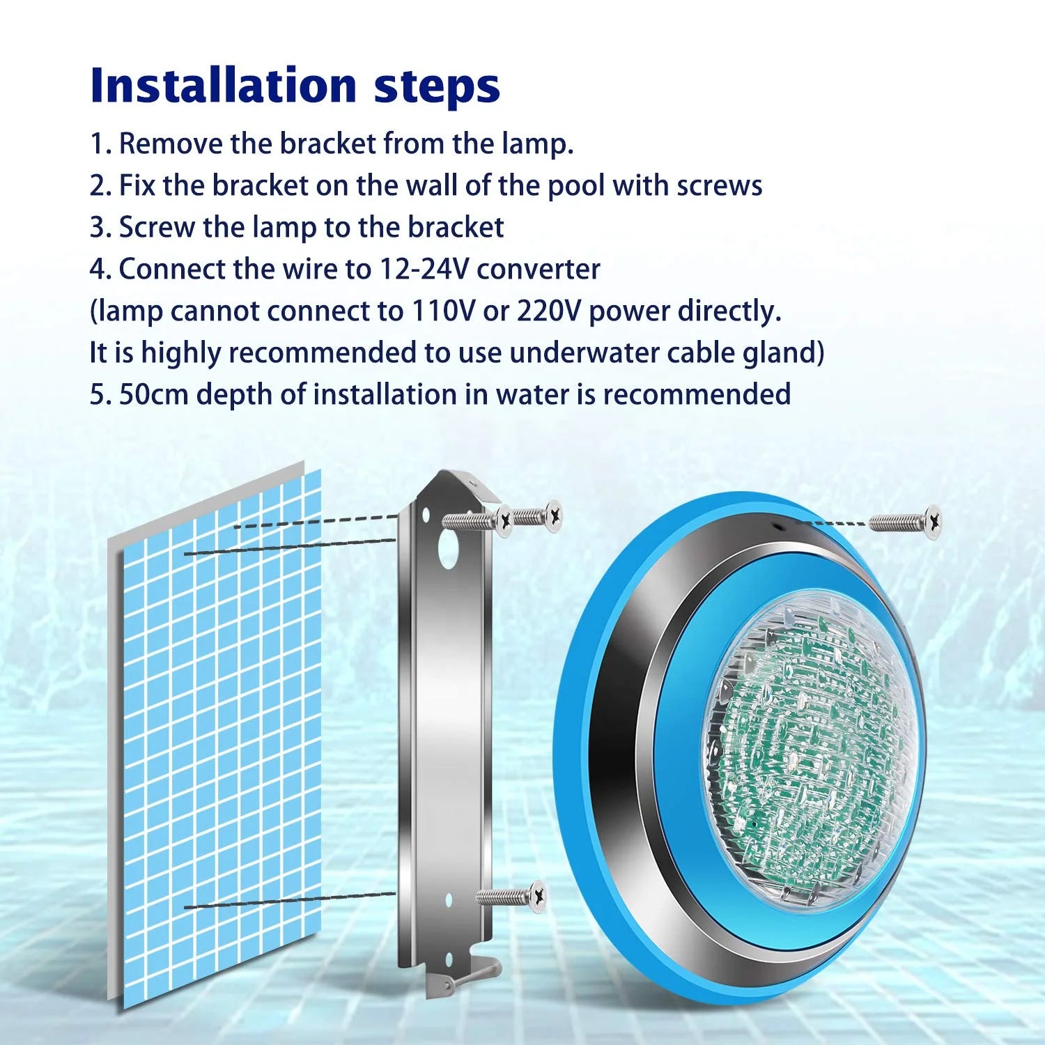 Underwater Lamp 12V AC DC 18W Round Shape RF RGB Wall Mounted Multi Color LED Pool Lights