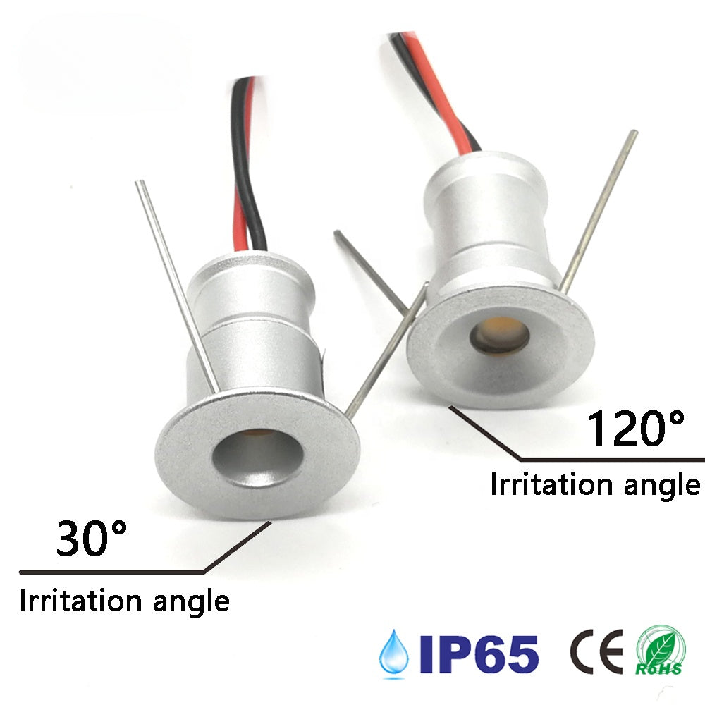 10 pcs/pack Recessed Stair Cabinet Small Light IP65 15mm Cutout Bedroom Kitchen Spot Light DC12V 3V 30D/120D