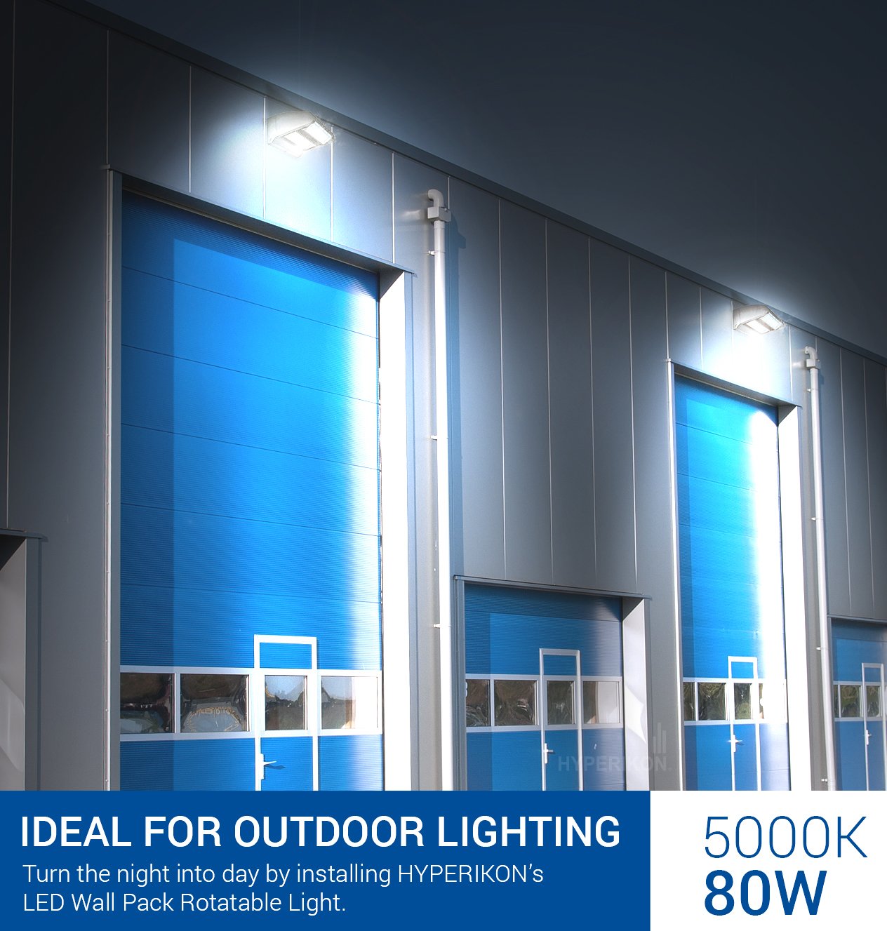 80W LED Rotatable Wallpack Light-10,400Lumens-5000K-DLC UL Listed-5 Years Warranty