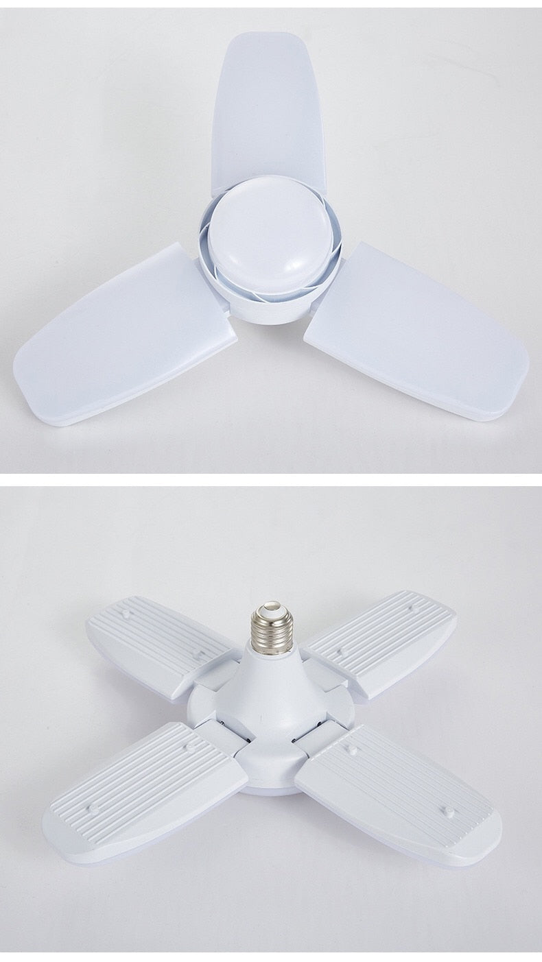 60W E27 Indoor Deformable Folding Fan Blade LED Work Light 85-265V Folding Garage Lamp 360 Degree Adjustable Ceiling Lamp