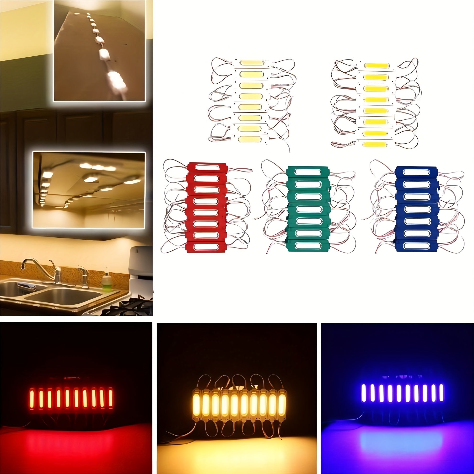 20/100pcs LED Module, COB LED Module Light,2W Commercial Energy Saving Advertising Decorative LED Light,Multiuse DC 12V Module Lights Waterproof Lamp, For Home Garden Party Car Letter Sign Advertising Decor With Tape