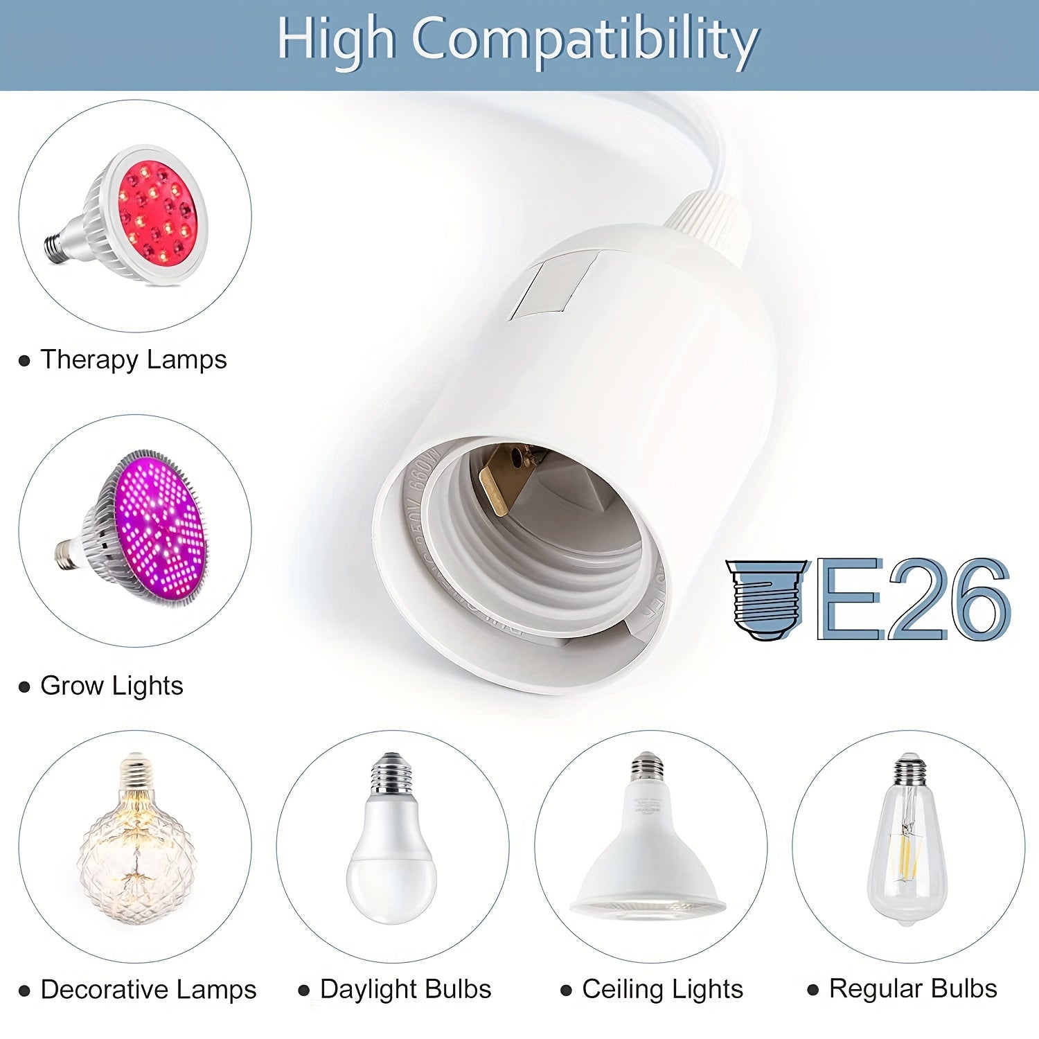 10 Pacck E26/E27 LED Lamp Socket 5.9ft Extension Cord With On/off Switch Without Bulb