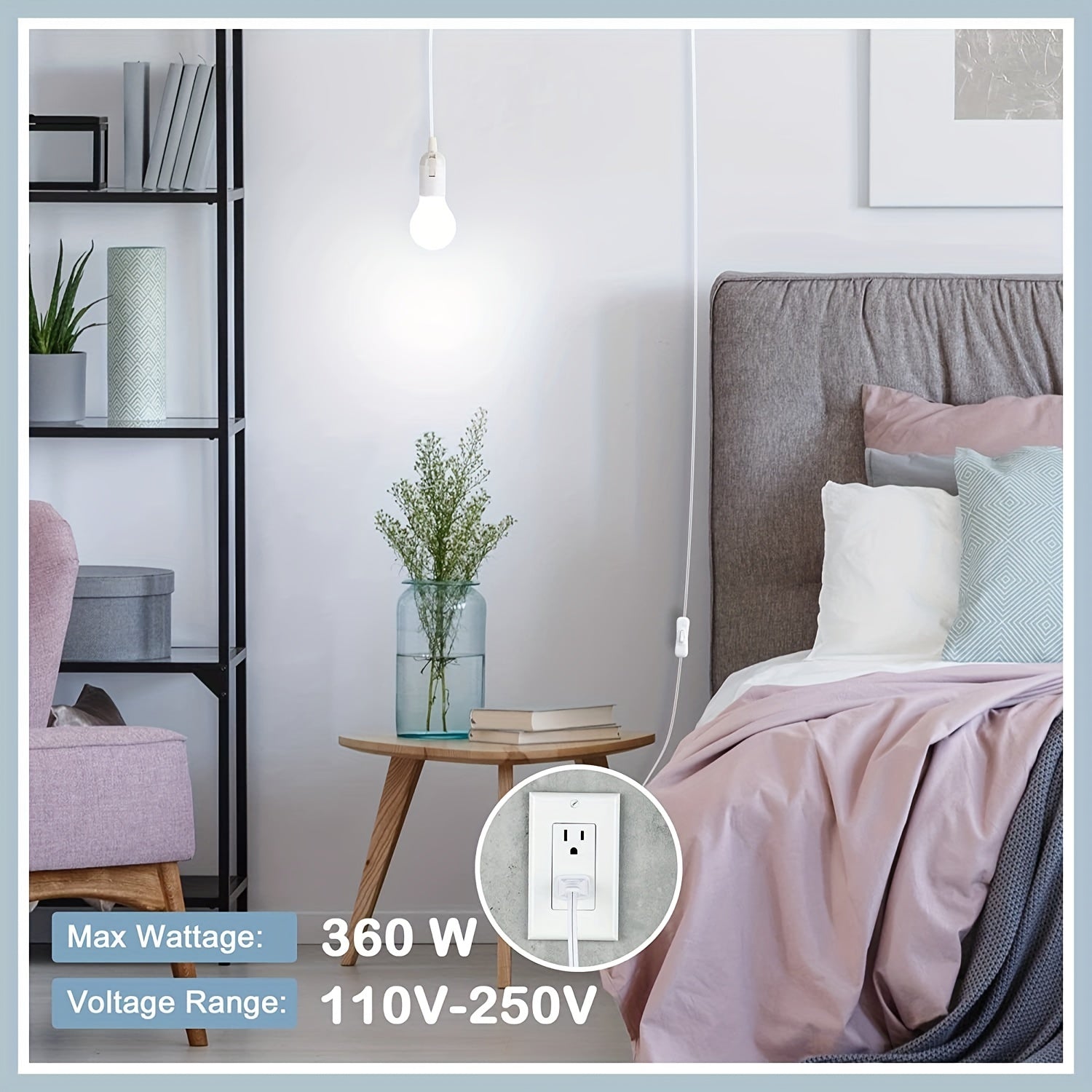 10 Pacck E26/E27 LED Lamp Socket 5.9ft Extension Cord With On/off Switch Without Bulb