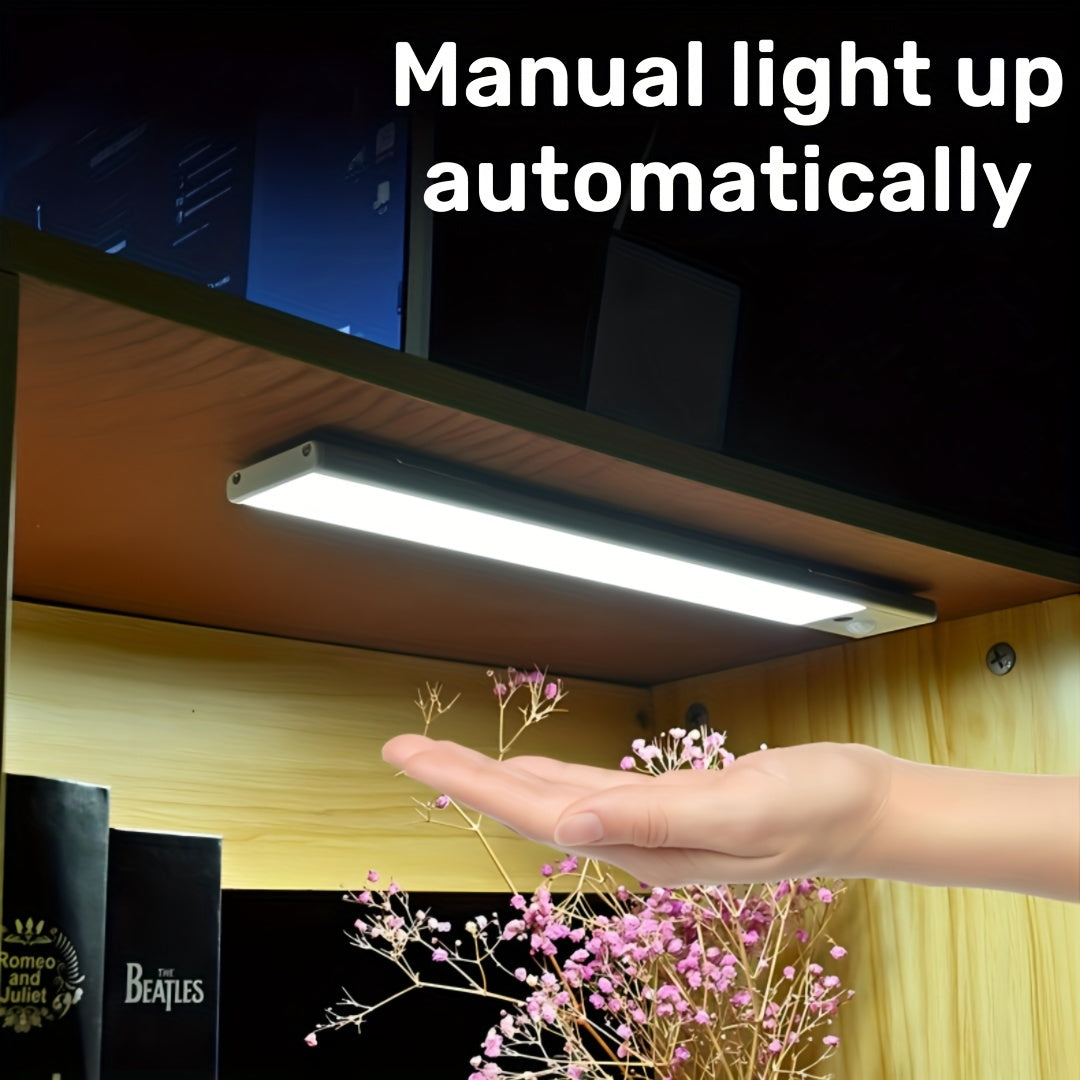 2pcs/pack Wireless LED Motion Sensor Cabinet Light - Rechargeable Under Counter Closet Lighting For Kitchen, Wardrobe, Cupboard, Stairs, Corridor - Battery Operated Night Light With Magnetic Mount - Easy Installation And Energy Efficient