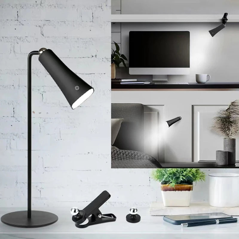 Magnetic Wall Desk Lamp Rechargeable Cordless 4-In-1Touch Clip Table Lamps Outdoor Flashlight Design Reading Room Home Decor