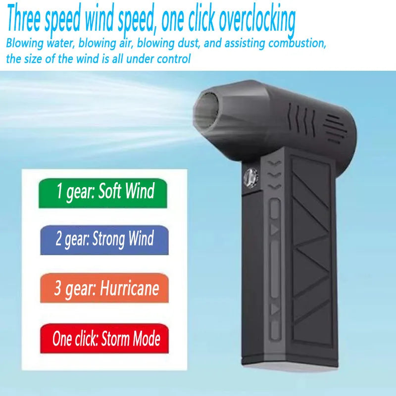 2024 Hot selling handheld mini powerful wireless compressed turbo jet air duster gun with light 130000 RPM car care & cleanings