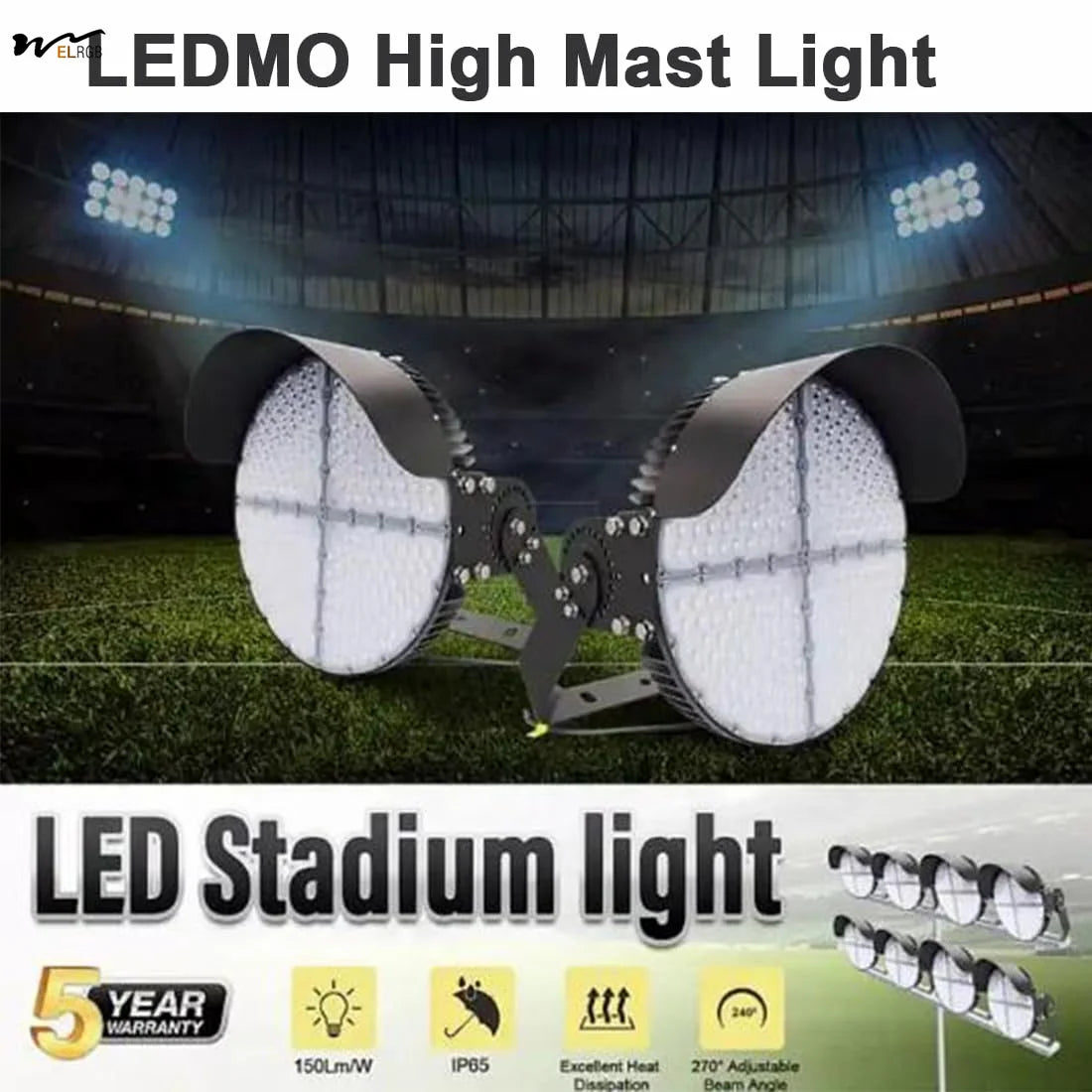 500 Watt LED Stadium Light 10KV Surge Super Efficiency 72000Lumen LED Arena Lights(1500-2000W Metal Halide Eq.) waterproof light