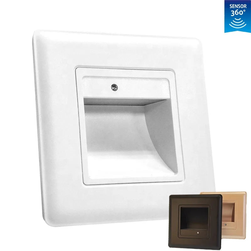 1.5W 3000K 86*86mm Square Auto ON OFF Recessed Microwave Sensor Staircase Step LED lights with sensor