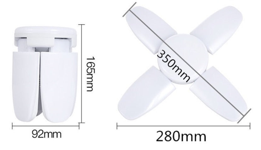 60W E27 Indoor Deformable Folding Fan Blade LED Work Light 85-265V Folding Garage Lamp 360 Degree Adjustable Ceiling Lamp