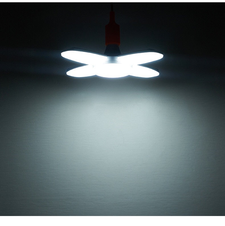 60W E27 Indoor Deformable Folding Fan Blade LED Work Light 85-265V Folding Garage Lamp 360 Degree Adjustable Ceiling Lamp